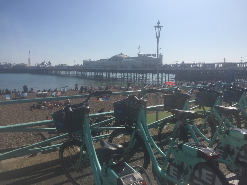 Brighton bike share bikes on the seafront
